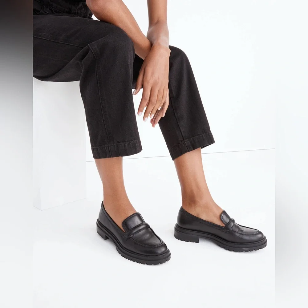 Madewell Black Leather Loafers - Picture 1 of 8